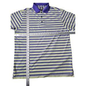 FootJoy Golf Polo Shirt XL Mens Yellow Striped Short Sleeve Stretch Casual
